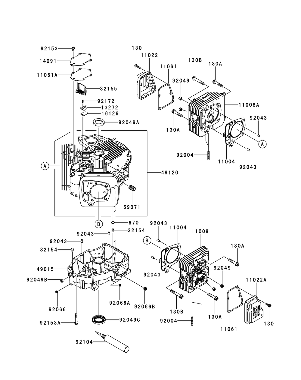 Kawasaki Fr730v-As21 Cylinder And Crankcase Diagram and Parts List for Z-FORCESZ48 (17AIDGHB-17AIDGHB010)(2015) Cub Cadet Lawn Tractor